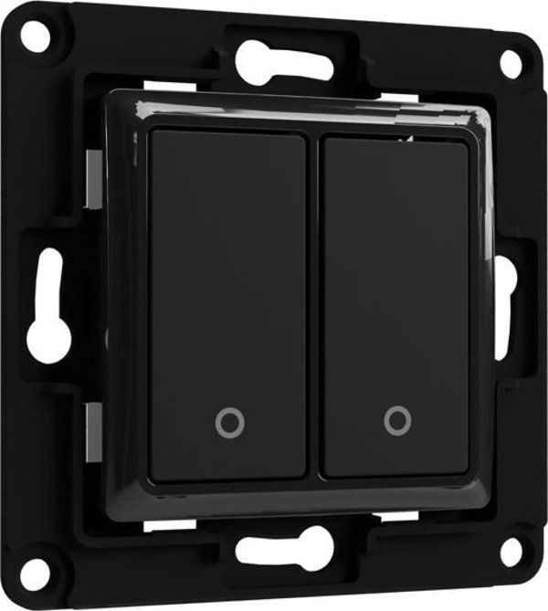 Shelly Wall Switch 2 - Διπλός Διακόπτης Τοίχου για Shelly Relays - Μαύρος (80x80mm)