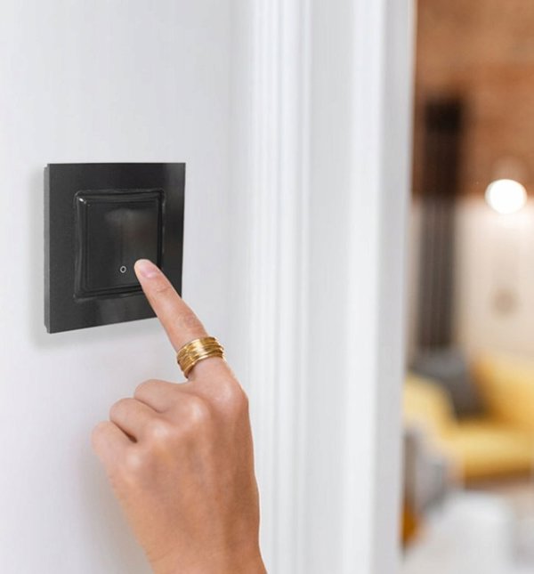Shelly Wall Switch 1 - Διακόπτης Τοίχου με 1 Κουμπί, Μαύρος, Συμβατός με Shelly 1, 1PM, Plus 1, Plus 1PM, 1L και Dimmer 2