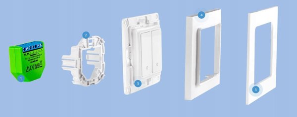 Shelly Wall Switch 1 - Διακόπτης Τοίχου με 1 Κουμπί, Μαύρος, Συμβατός με Shelly 1, 1PM, Plus 1, Plus 1PM, 1L και Dimmer 2