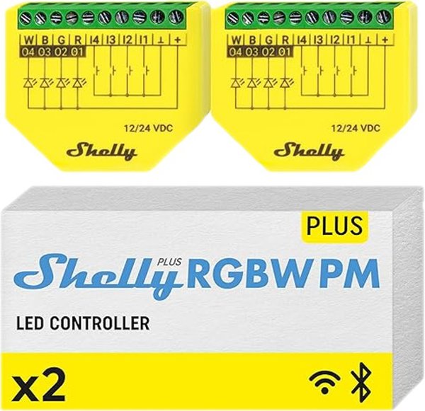 Shelly Plus RGBW PM Ελεγκτής Ταινιών LED Wi-Fi 12-24 VDC