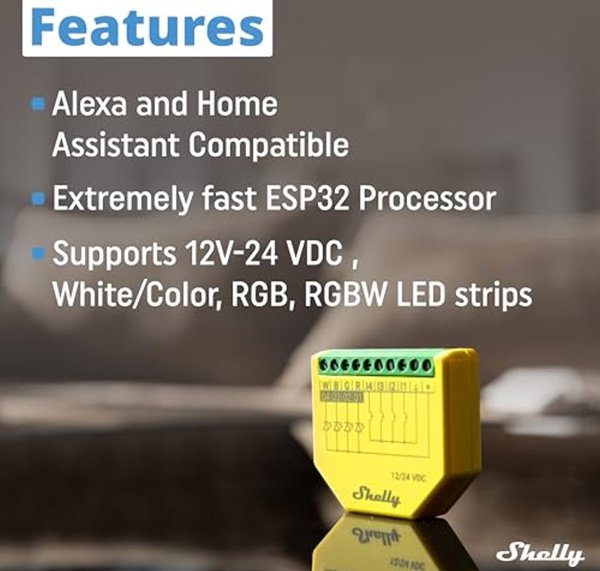 Shelly Plus RGBW PM Ελεγκτής Ταινιών LED Wi-Fi 12-24 VDC