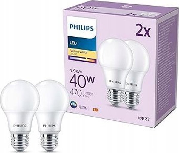 Signify Philips LED classic Lampe 40W E27 Warmweiß 470lm matt 2er P