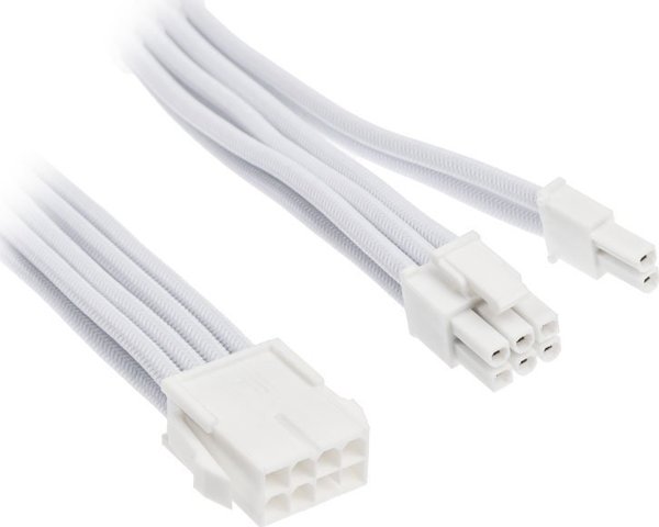 SilverStone Καλώδιο Επέκτασης Τροφοδοτικού SST-PP07E-PCI8W-V2, PCIe 8pin (6+2), Λευκό, 30cm