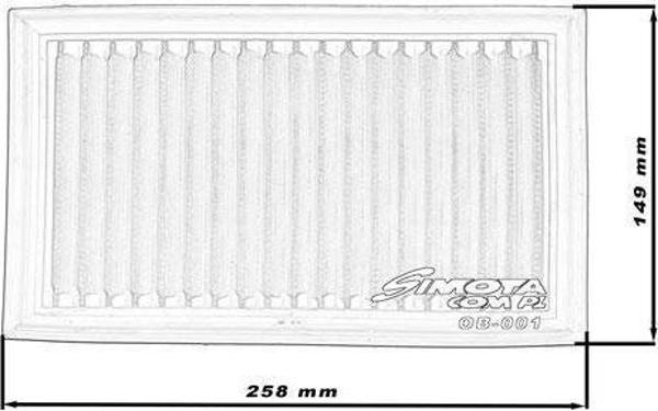 Φίλτρο αέρα Simota OB001 258x149mm