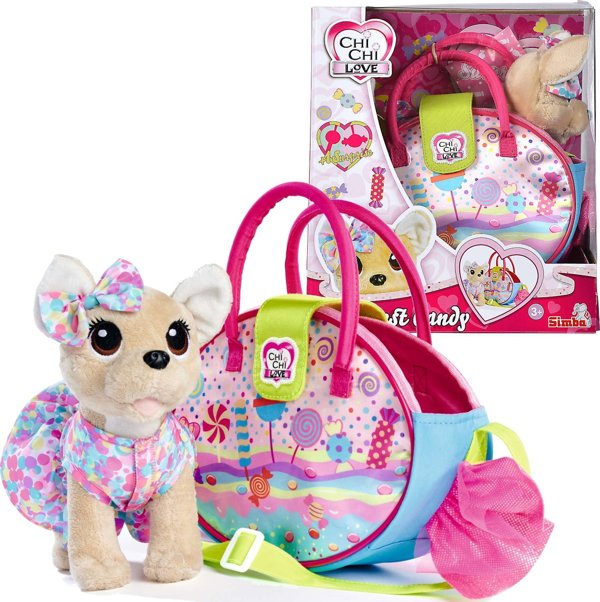 Simba Chi Chi Love Candy Λούτρινο Σκυλάκι με Τσάντα Καραμέλα 20cm