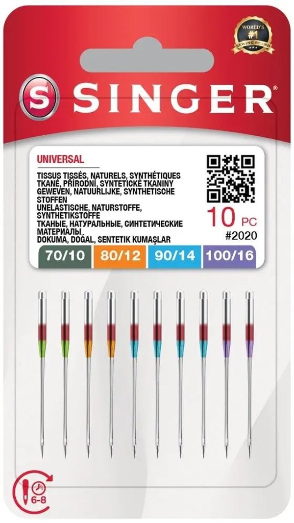 Singer Βελόνες SINGER N2020 -10/70-12/80-14/90-16/100 σε blister 10 τεμ