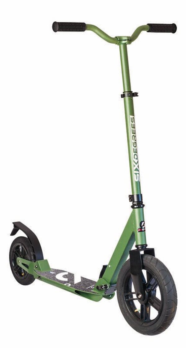 Six Degrees Scooter skrejritenis ar amortizāciju 300 mm un 205 mm  zaļš AU 534
