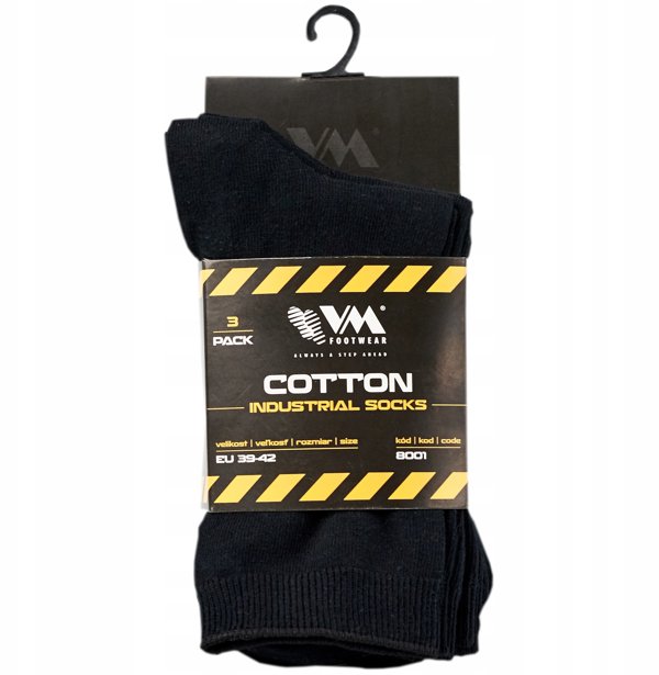 Βαμβακερές Κάλτσες VM FOOTWEAR, μέγεθος 35-38, 3 ζεύγη, μαύρες