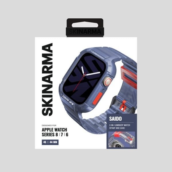 SKINARMA Saido Λουράκι & Θήκη 2σε1 για Apple Watch 45/44mm, Σκούρο Μπλε