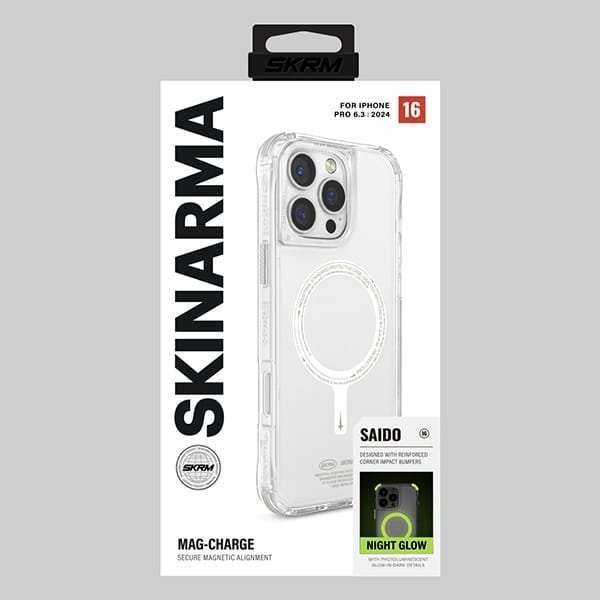 Θήκη Skinarma Saido για iPhone 16 Pro 6.3" με MagSafe, Magnetic Charging, Πράσινο (Niteglow)