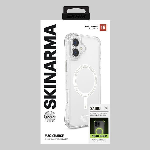 Θήκη SKINARMA Saido για iPhone 16 Plus 6.7" Magnetic Charging, Πράσινο (Niteglow)