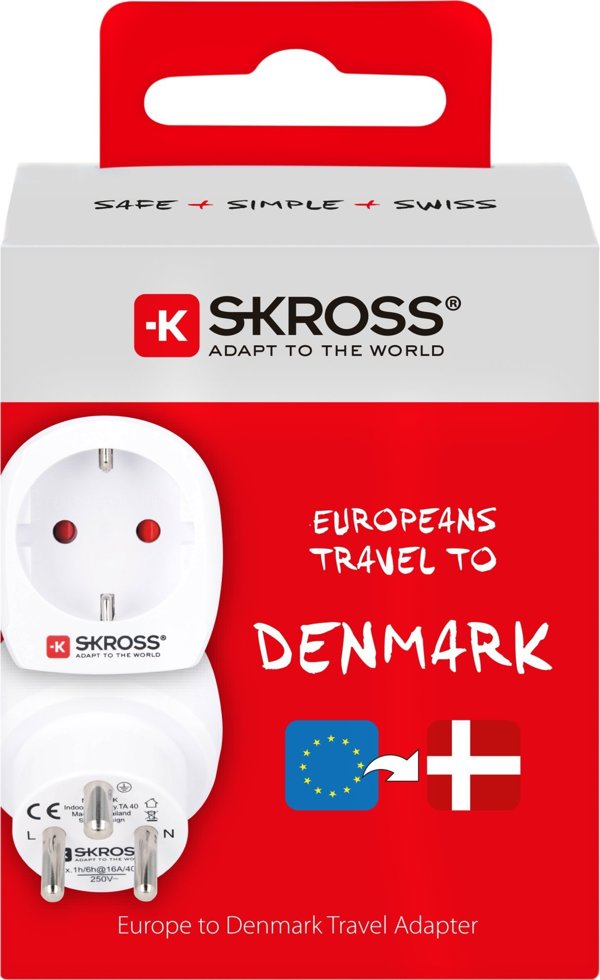 Skross Skross 1.500232-E, Type C (Europlug), Type K (DK), 100-250 V, 16 A, 4000 W, 52 mm