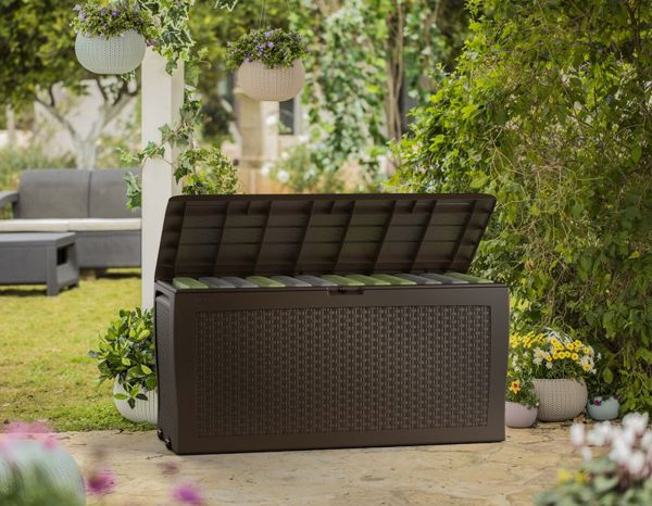 Keter Samoa Κουτί Αποθήκευσης Κήπου 270lt, Ανθρακί, Αδιάβροχο με Ρόδες & Λαβές