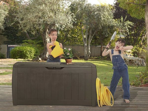 Curver Hollywood Κουτί Αποθήκευσης Κήπου 270L, Καφέ, Ανθεκτικό στις Καιρικές Συνθήκες