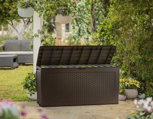 Keter Samoa Κουτί Αποθήκευσης Κήπου 270L, Καφέ, Πλαστικό Ανθεκτικό στις Καιρικές Συνθήκες