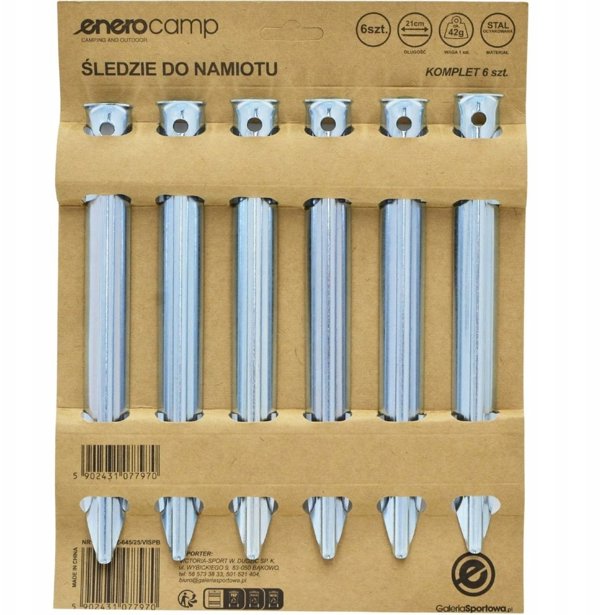 Sledzie Szpilki do Namiotu 20.5cm Kpl 6szt Metalowe Enero Camp