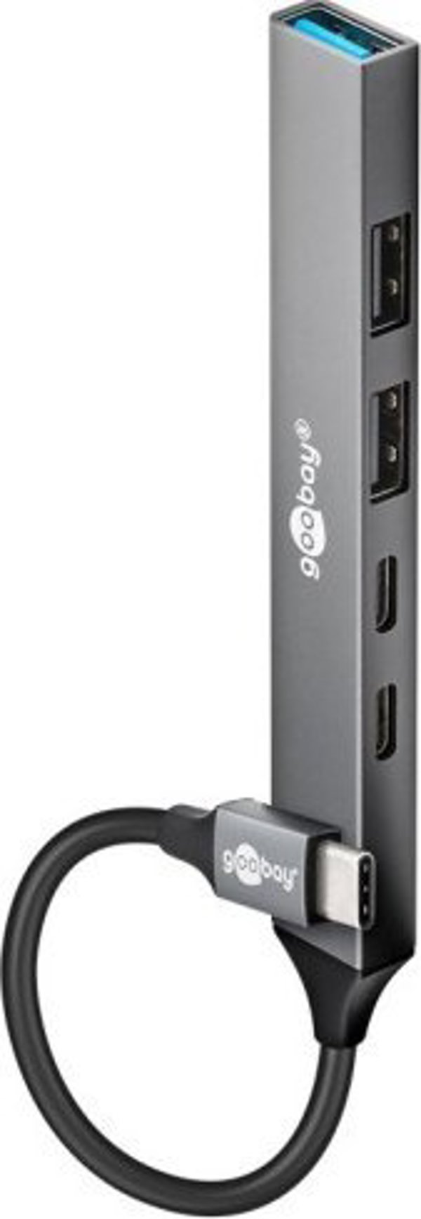 Goobay USB-C Hub 5 Θυρών, USB-C σε USB-C & USB-A, USB 3.2, Λεπτός Διανομέας Δεδομένων