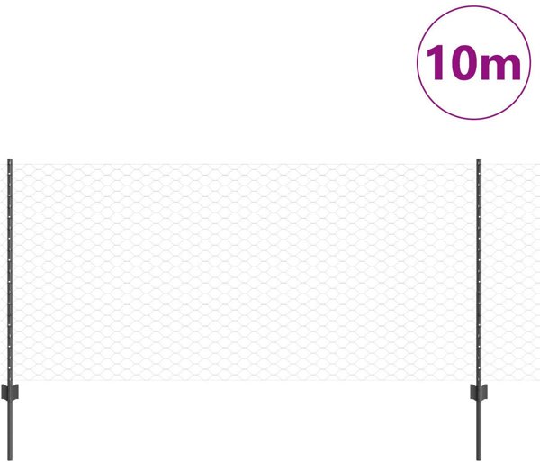 Στύλοι περίφραξης vidaXL 10 τεμ. U-Channel γκρι 100 cm από ατσάλι (πενταγωνικός φράχτης 1x10 m)