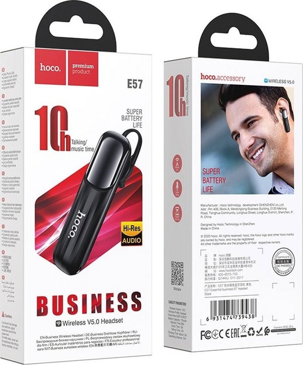 Ακουστικό Bluetooth HOCO E57 Essential Business Μαύρο