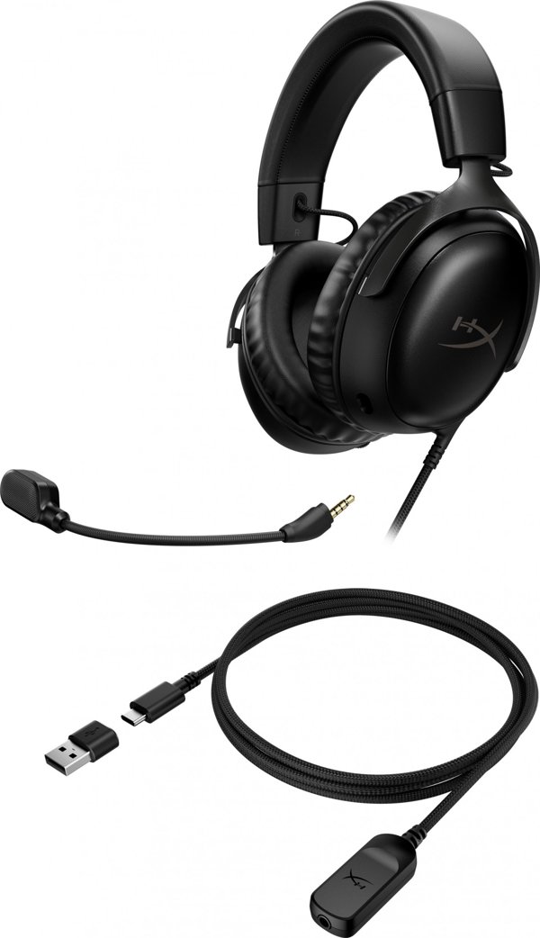 HyperX Cloud III Gaming Headset - Ακουστικά με DTS Spatial Audio & Μικρόφωνο 10mm - Μαύρα (727A8AA)