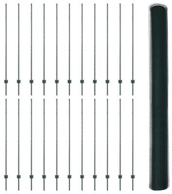 Slupki ogrodzeniowe U-Channel Zielony 160 cm i Ogrodzenie heksagonalne Zielone 1,6x50 m Stal