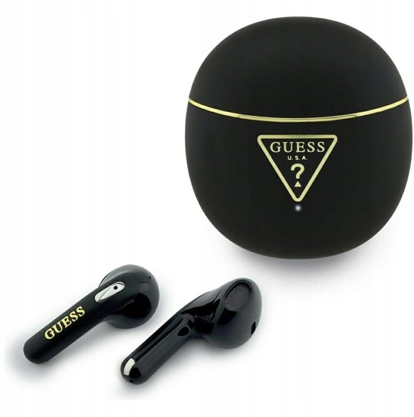 Sluchawki TWS Guess Gold Line Triangle czarny