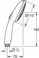Κεφαλή ντους Grohe TEMPESTA 110, με 2 ροές, 7,4 l/min, επίχρυση