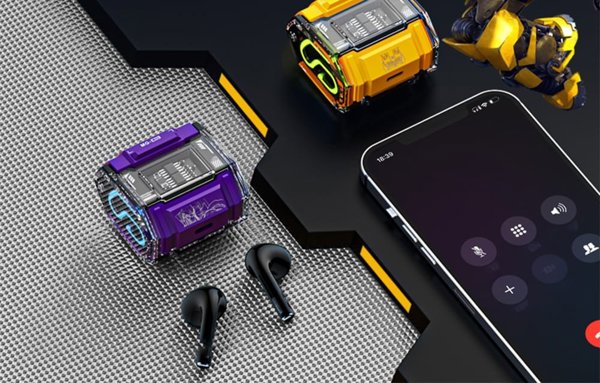 Sluchawki TWS Transformers MG-C03 Bluetooth 5.3, 13mm, 5h, Fioletowe
