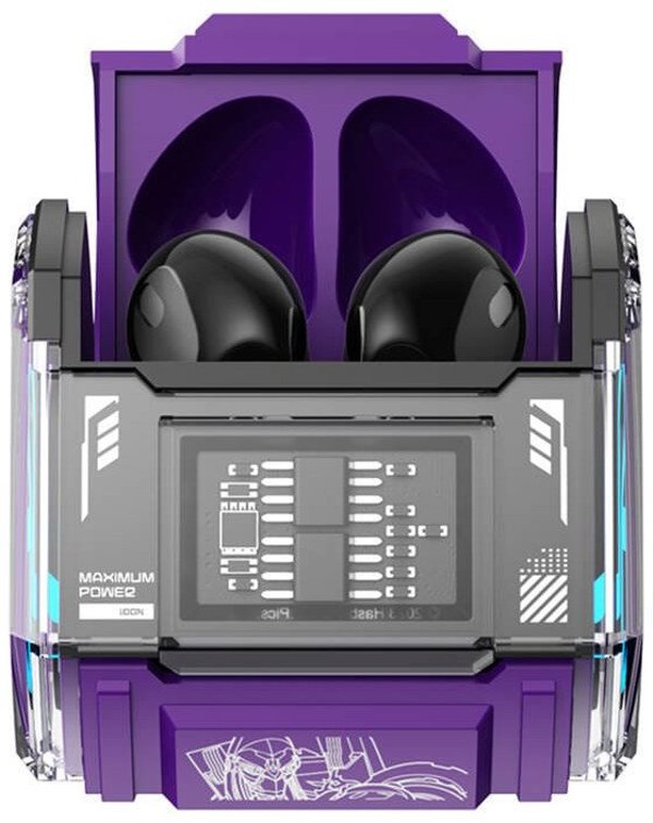 Sluchawki TWS Transformers MG-C03 Bluetooth 5.3, 13mm, 5h, Fioletowe