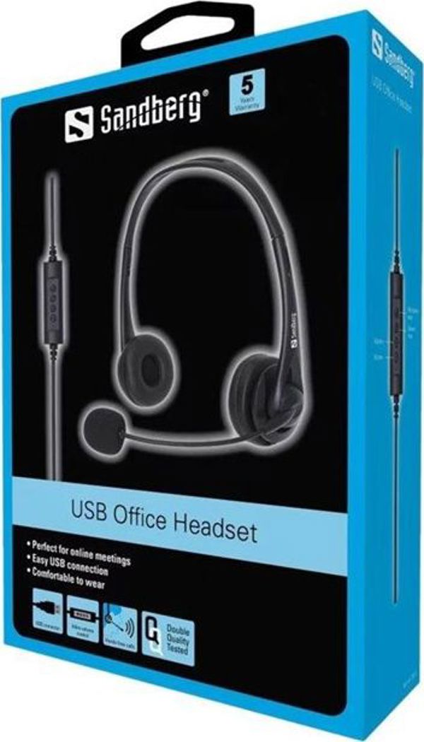 Sandberg USB Office Headset 126-12 - Ενσύρματα Ακουστικά με Μικρόφωνο για PC & Τηλεφωνία μέσω Διαδικτύου