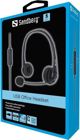 Sandberg USB Office Headset 126-12 - Ενσύρματα Ακουστικά με Μικρόφωνο για PC & Τηλεφωνία μέσω Διαδικτύου