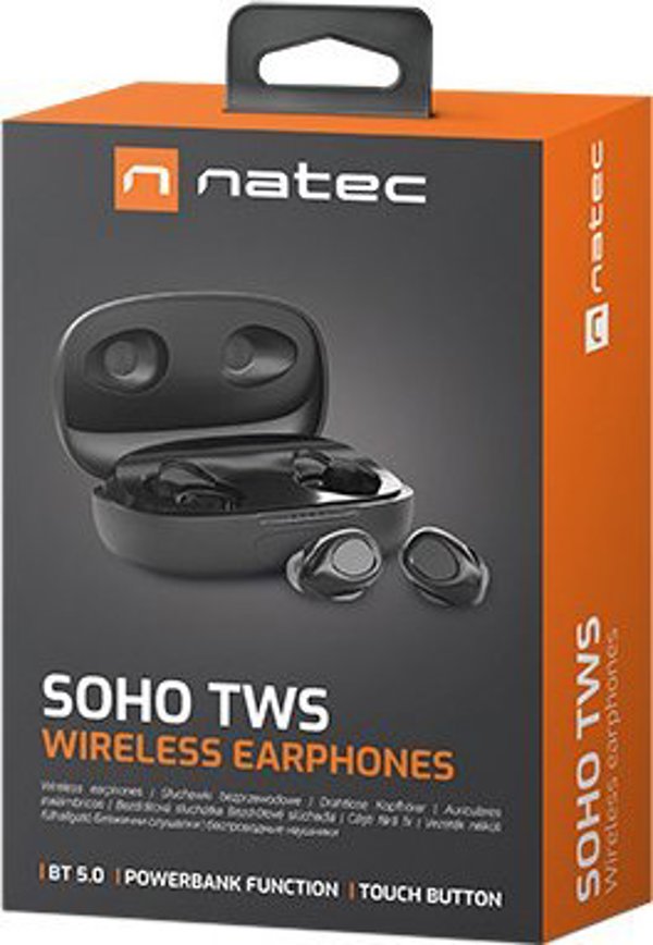 Natec SOHO TWS Ασύρματα Ακουστικά In-Ear, Bluetooth, Μαύρα