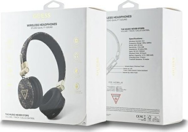Guess GUBH70E4PTMK Ακουστικά Bluetooth On-Ear με Ενεργή Ακύρωση Θορύβου (ENC) Μαύρο
