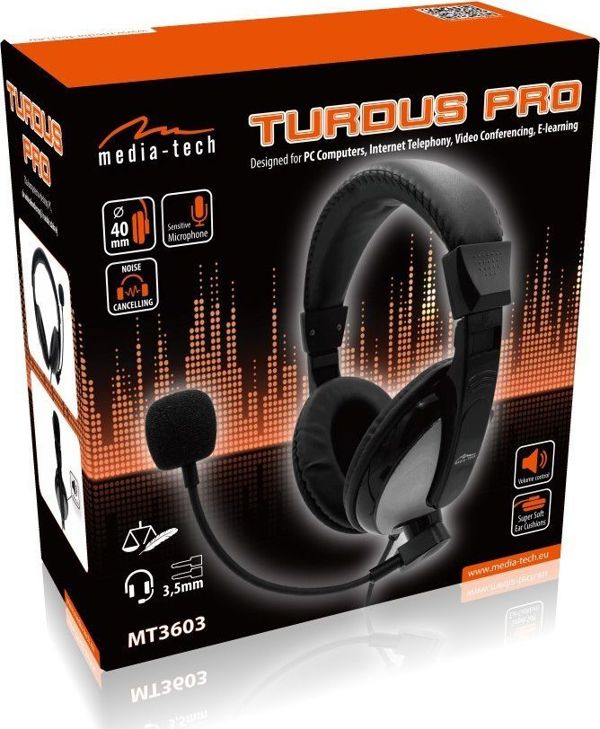 Media-Tech Turdus Pro (MT3603) Στερεοφωνικά Ακουστικά με Μικρόφωνο για PC & Gaming