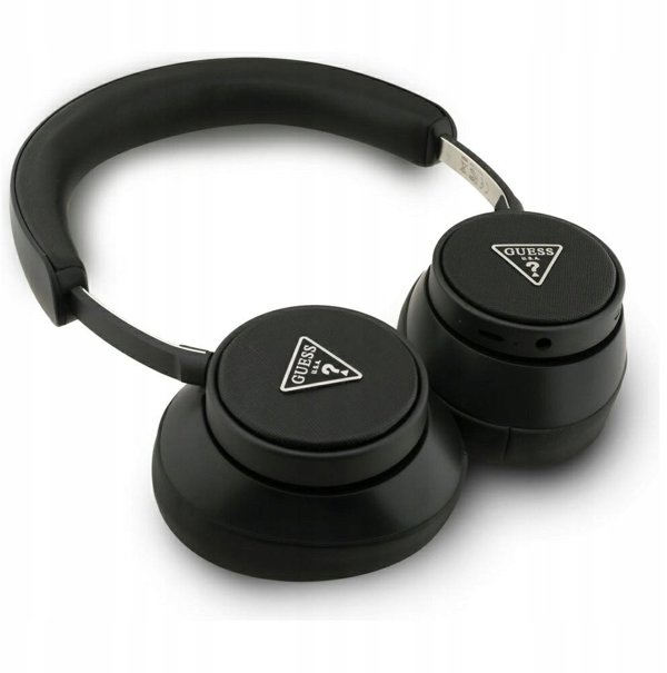 Guess Ασύρματα Ακουστικά Bluetooth Saffiano Triangle Logo με ENC, Μαύρα