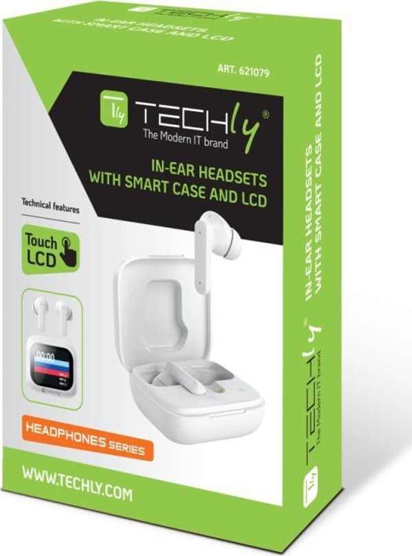 Techly Ασύρματα Ακουστικά Bluetooth με ANC, Μείωση Θορύβου και Οθόνη LCD