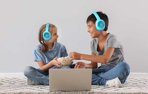 PowerLocus Bobo Ασύρματα Ακουστικά για Παιδιά, Bluetooth, Περιοριστής Έντασης Ήχου, Μπλε