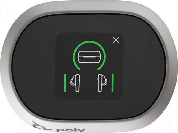 Poly Voyager Free 60+ UC M Ακουστικά Λευκά + BT700 USB-C Adapter + Θήκη Φόρτισης με Οθόνη Αφής (7Y8G8AA)