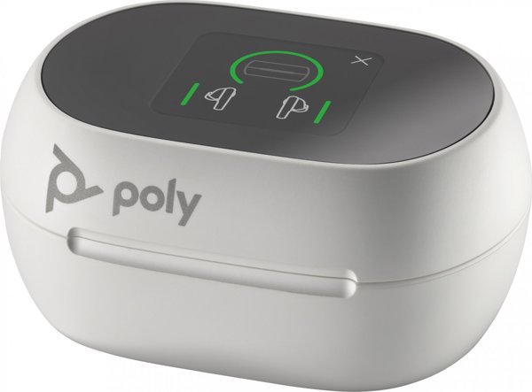 Poly Voyager Free 60+ UC M Ακουστικά Λευκά + BT700 USB-C Adapter + Θήκη Φόρτισης με Οθόνη Αφής (7Y8G8AA)
