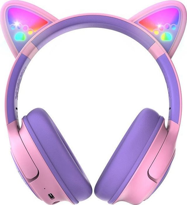 PowerLocus Bobo Ασύρματα Ακουστικά για Παιδιά, Bluetooth, Σχέδιο Αυτιά Γάτας, Ροζ