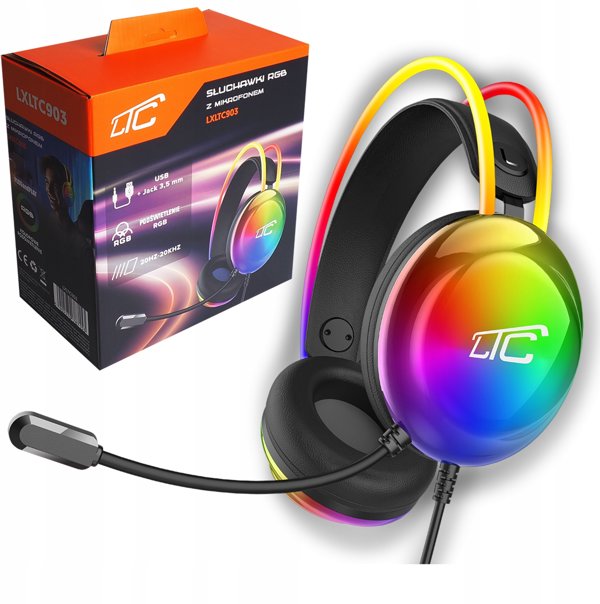 LTC Gaming Ακουστικά με Μικρόφωνο και Φωτισμό RGB