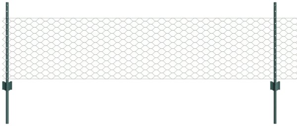 vidaXL Σετ Περίφραξης με 11 Στύλους U-Channel 80cm και Εξαγωνικό Συρματόπλεγμα 0,5x10m, Πράσινο, Ατσάλινο