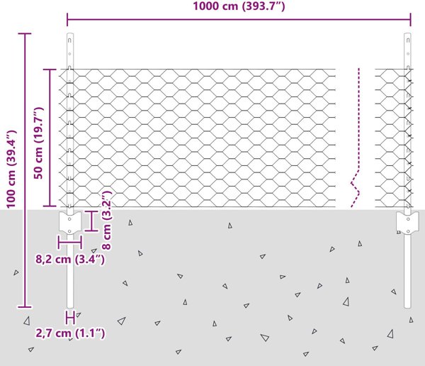 vidaXL Σετ Περίφραξης με 11 Στύλους U-Channel 80cm και Εξαγωνικό Συρματόπλεγμα 0,5x10m, Πράσινο, Ατσάλινο