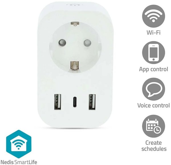 SmartLife Smart Plug | IP21 | Effektmåler | 3680 W