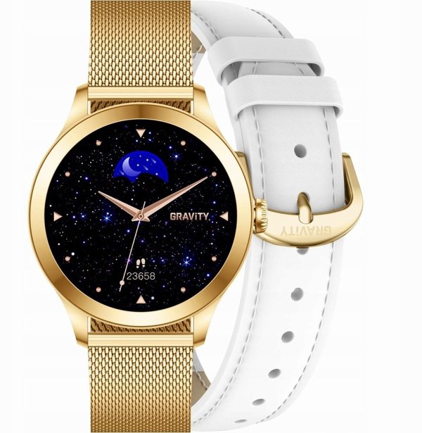 Smartwatch Gravity Smartwatch Λευκο-Χρυσό με 2 Λουράκια GT25-2 PRO