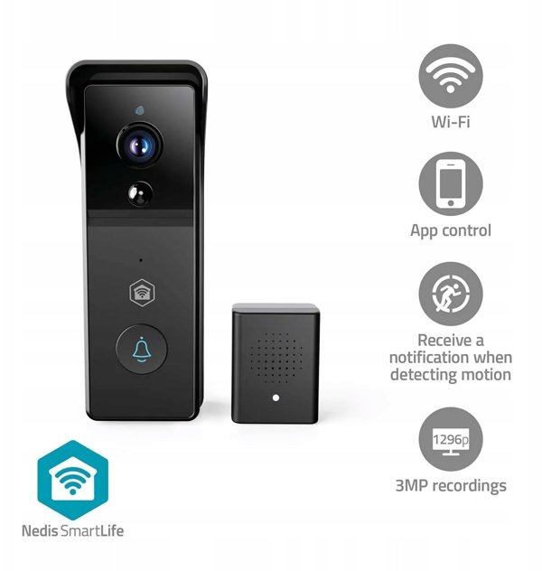 SmartLife Video Dørtelefon | Batteri | 3MP Full HD 1296p