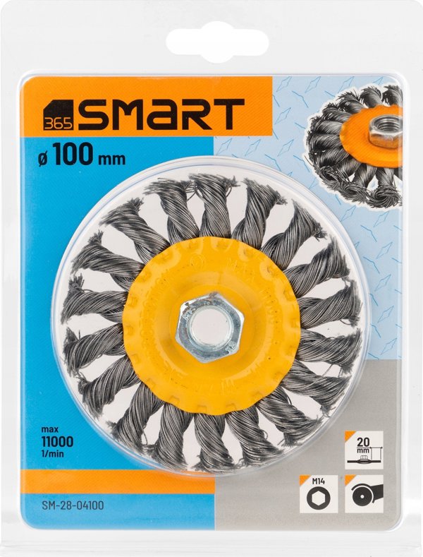 Smart Επίπεδη Συρμάτινη Δισκοβούρτσα 100mm με Υποδοχή M14, 11000 RPM