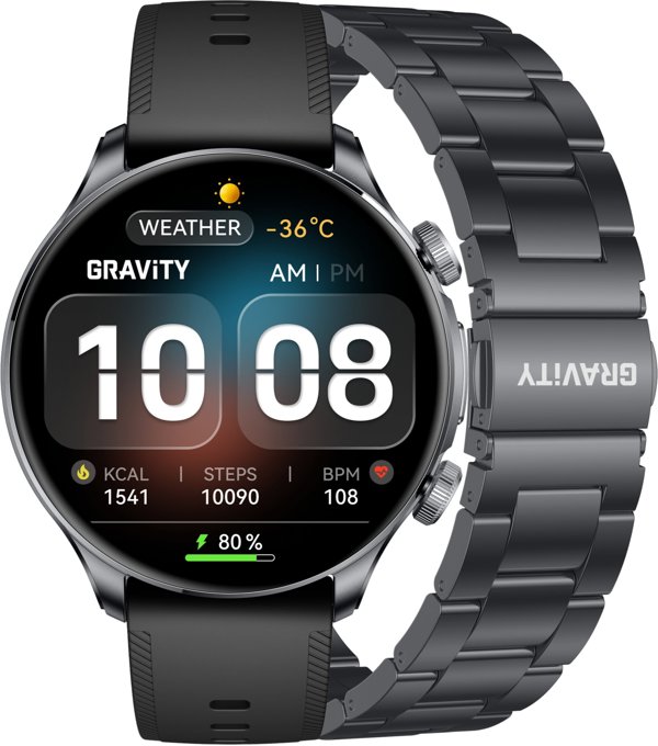 Gravity Smartwatch GT35-2 Ανδρικό Ρολόι με Μαύρο Λουράκι GPH/GPH/BK