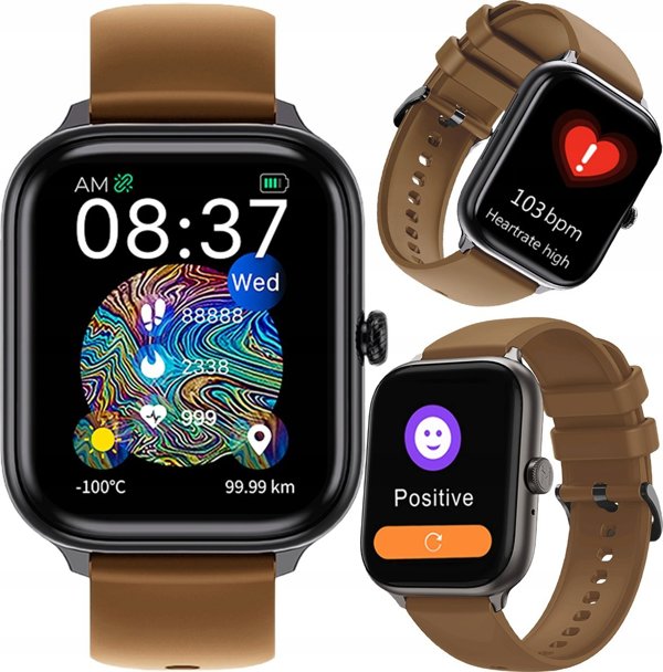 IMIKI Smart Watch ST1, 250mAh, Οθόνη IPS, Καφέ Λουράκι