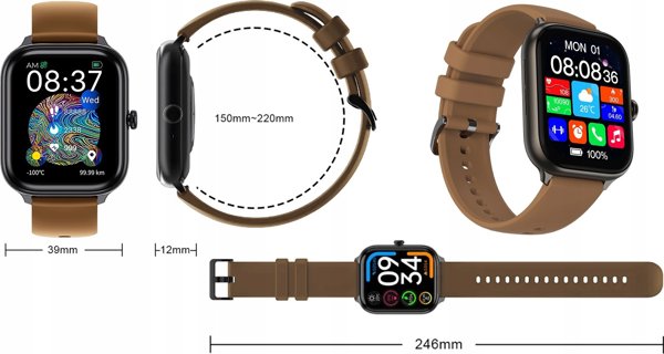 IMIKI Smart Watch ST1, 250mAh, Οθόνη IPS, Καφέ Λουράκι